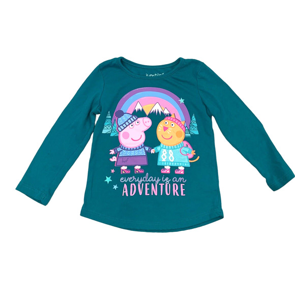 Peppa Pig Shirt Everyday Is An Adventure Girls 2T Top Jumping Beans Long Sleeve - Picture 1 of 5